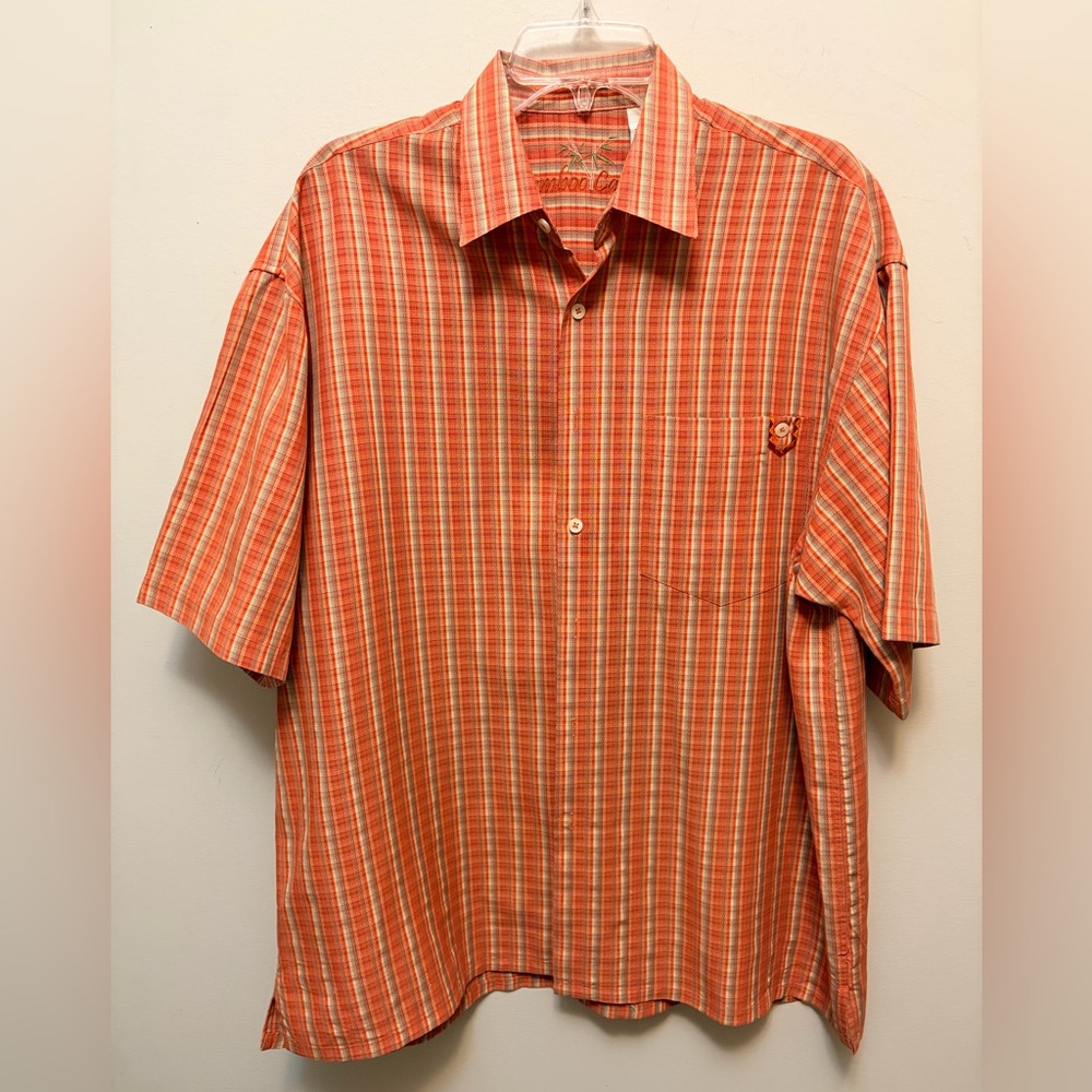BAMBOO CAY Orange Plaid Modal Blend Short Sleeve